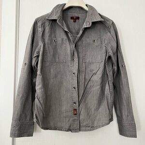 7 for All Mankind Gray Long Sleeve Button Down Shirt 10